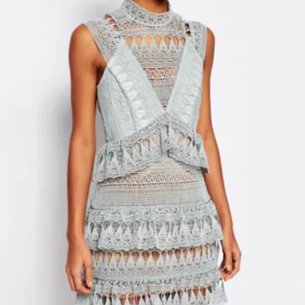 Self portrait size 8 mint crochet dress worn once
